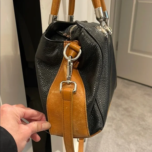 Valentina Black & Brown Leather Satchel with Crossbody - Picture 3 of 9